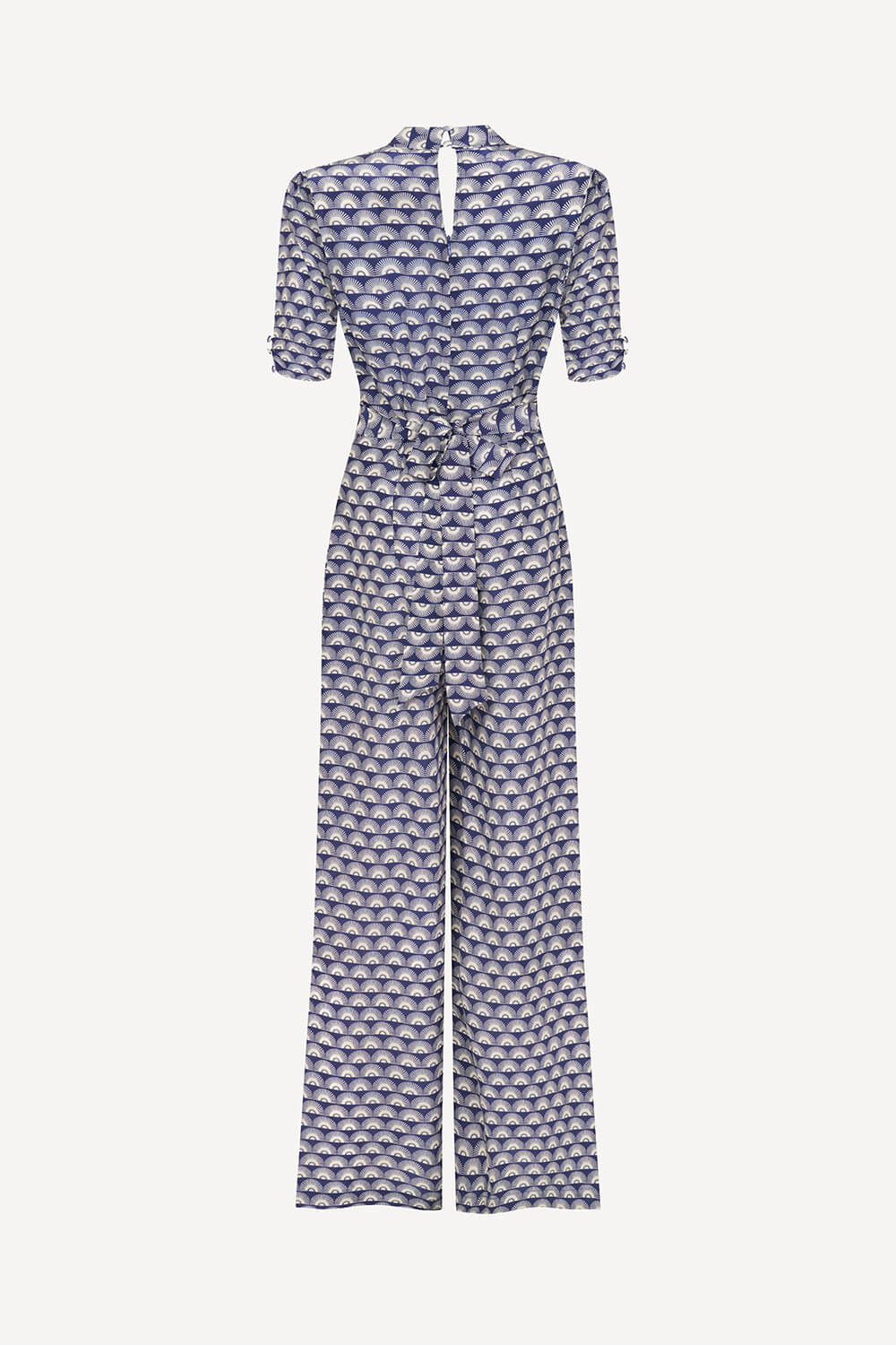 Mabel jumpsuit in navy fan print