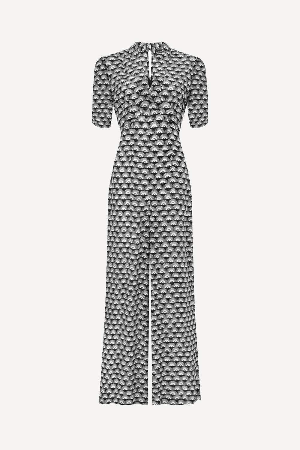 Mabel jumpsuit in black fan print