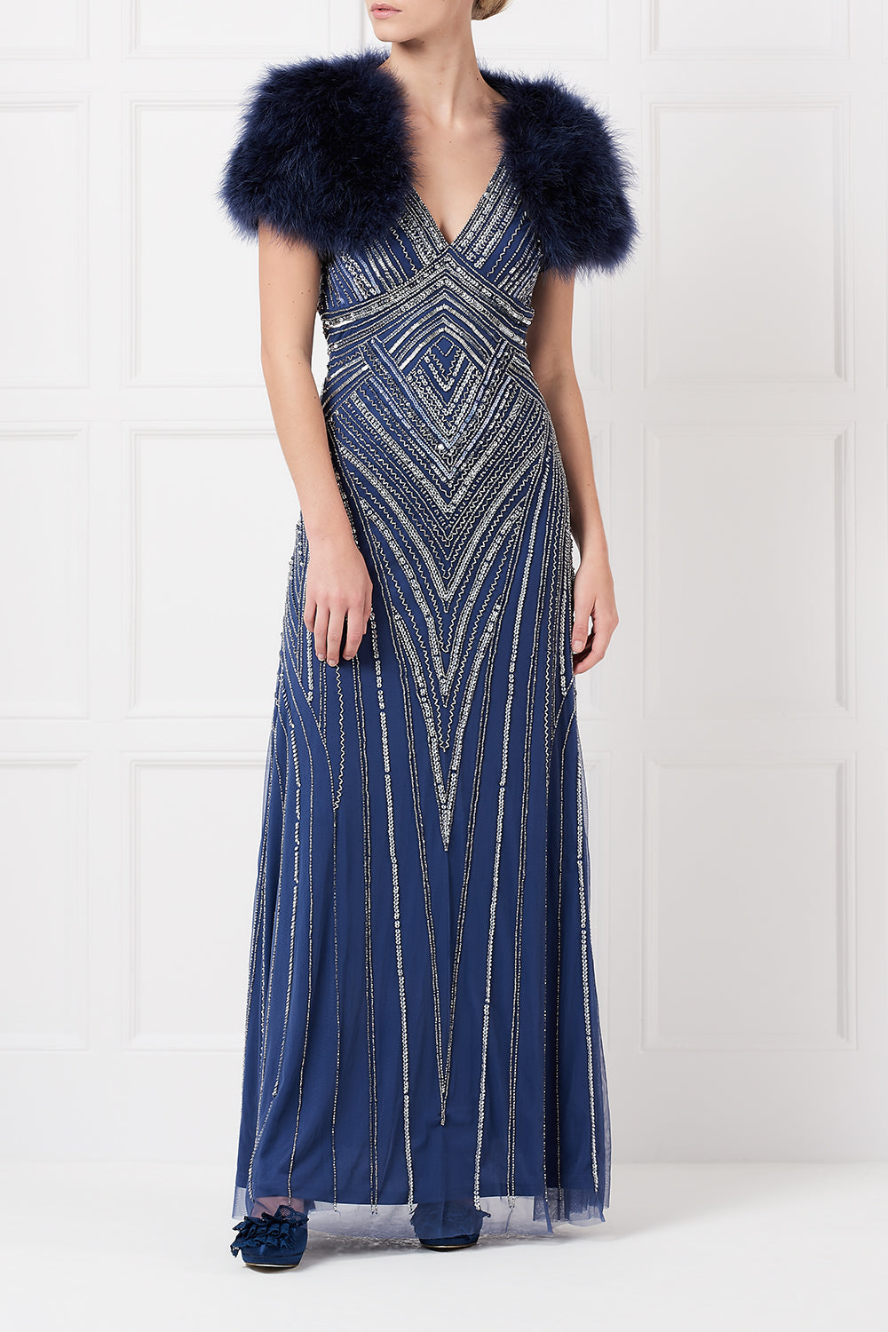 Feather bolero in navy