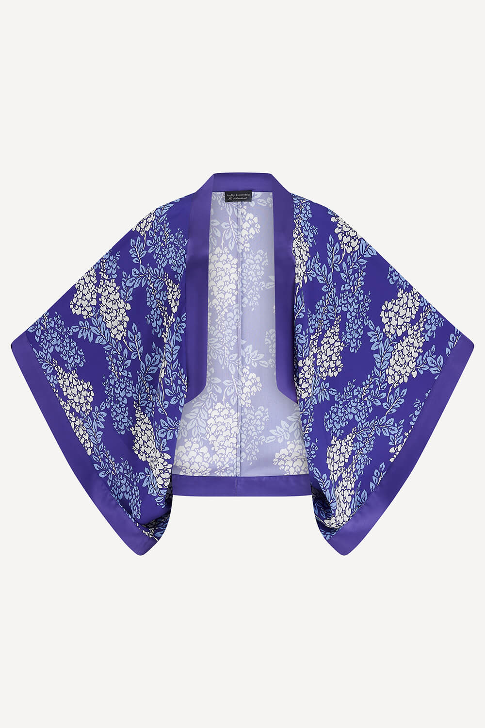 Kimono shrug in purple Wisteria print