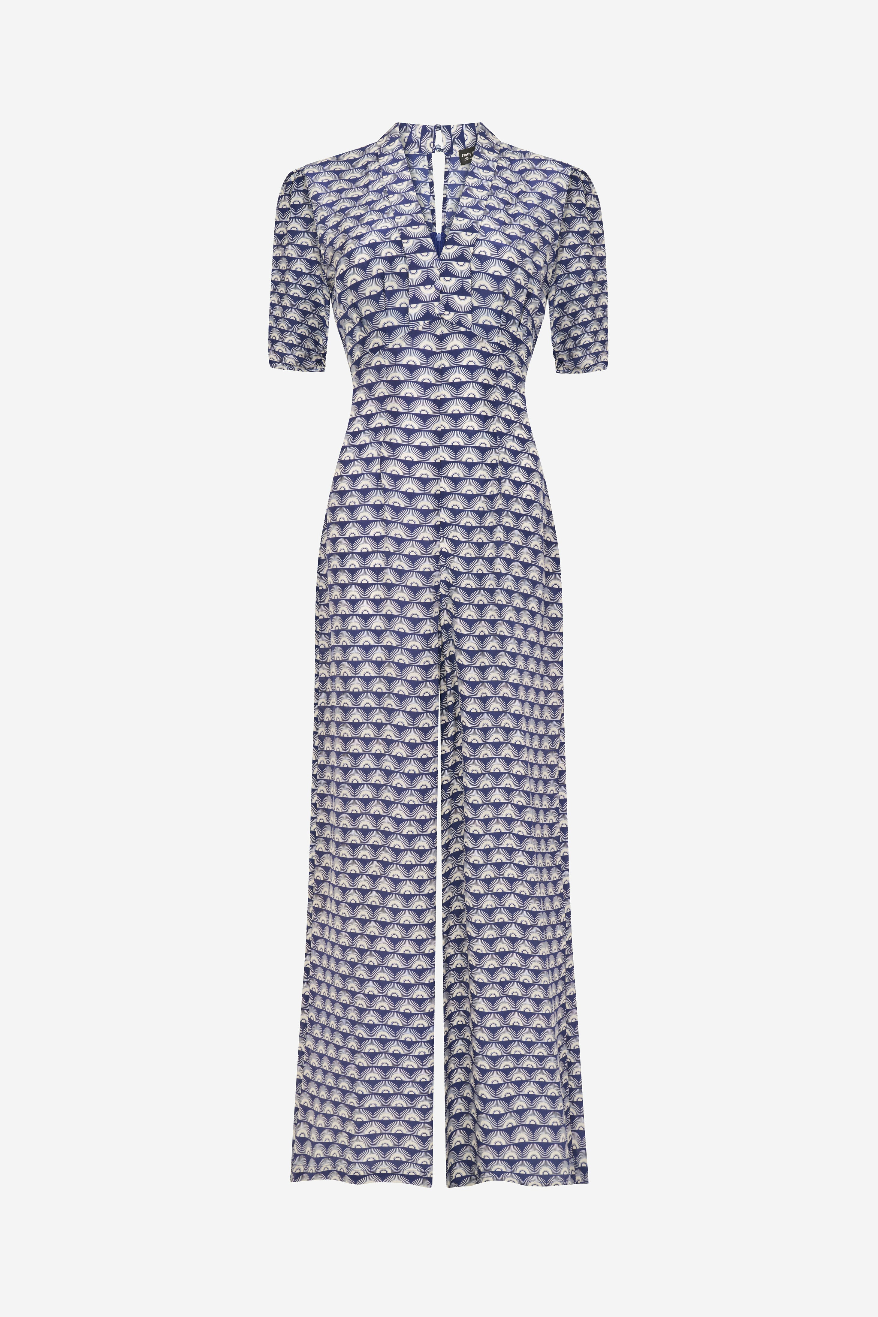Mabel jumpsuit in navy fan print