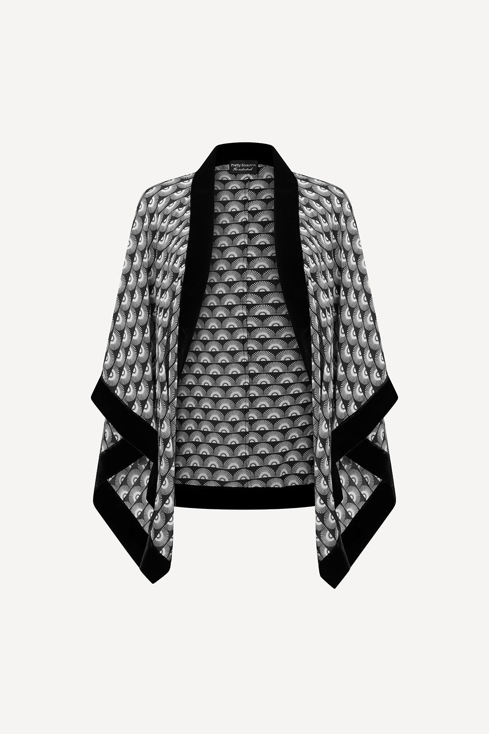 Kimono in black fan print