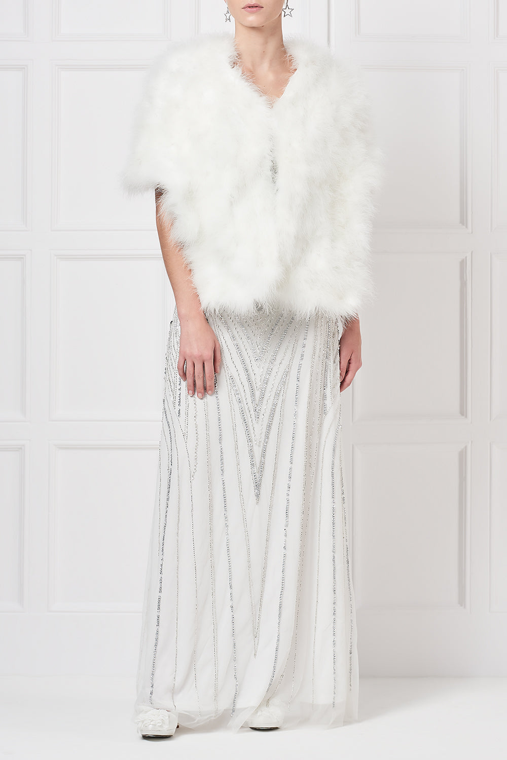 Feather stole in virgin white