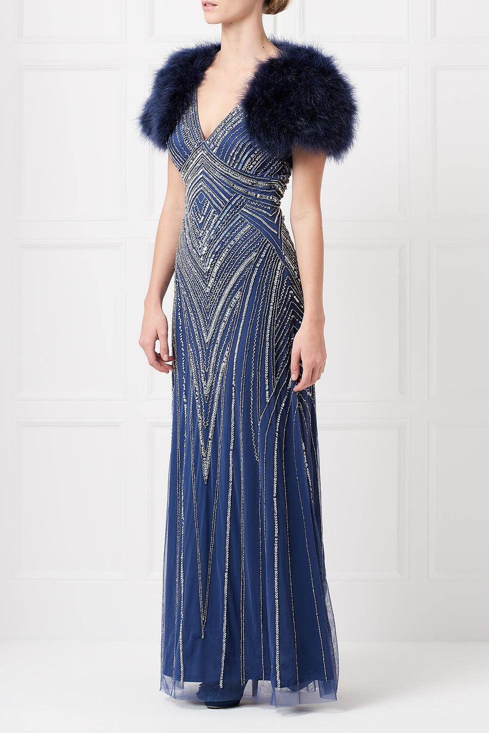 Feather bolero in navy