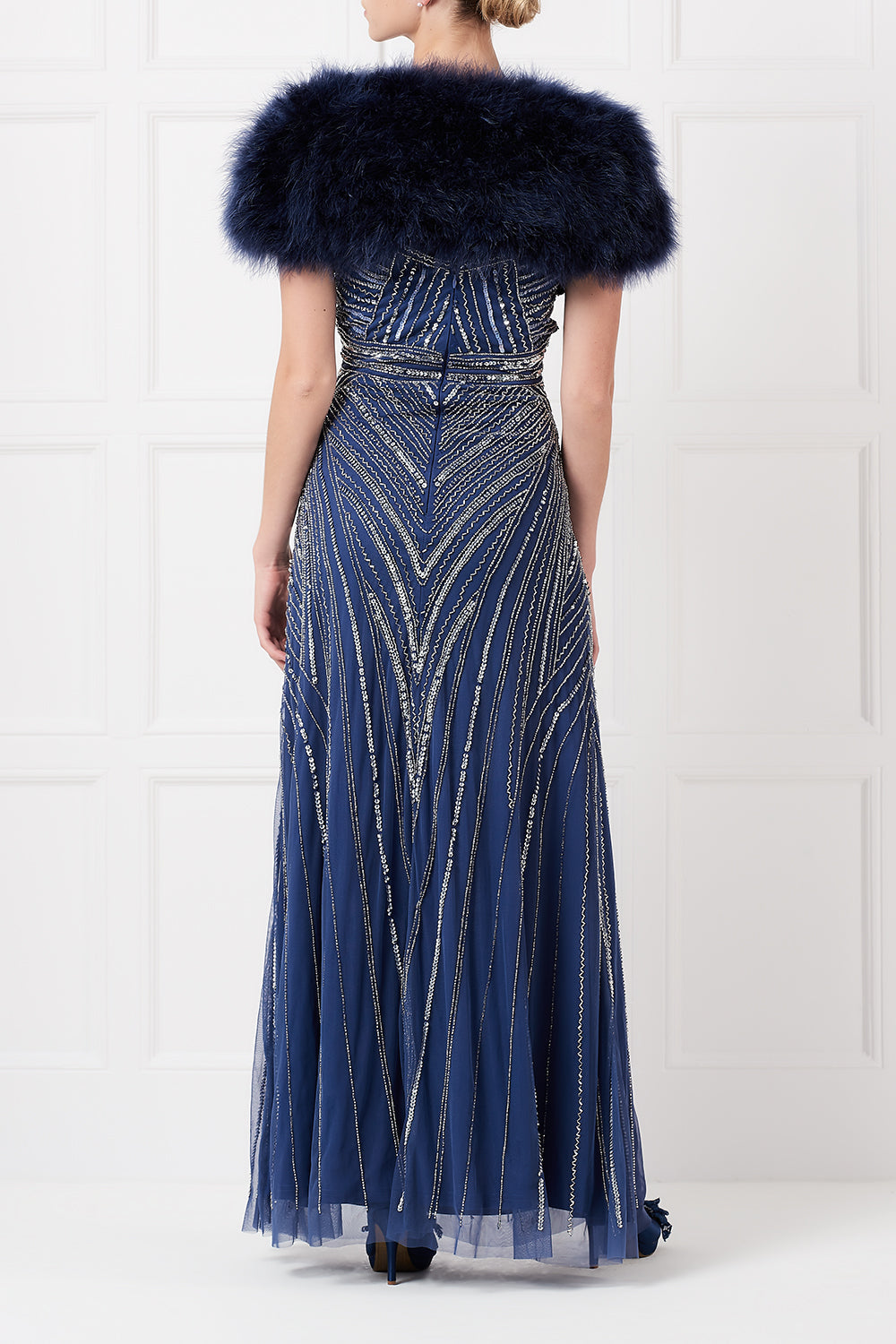 Feather bolero in navy
