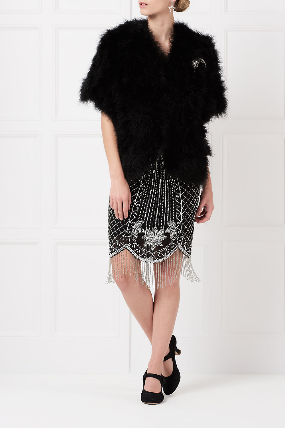 Feather stole in black