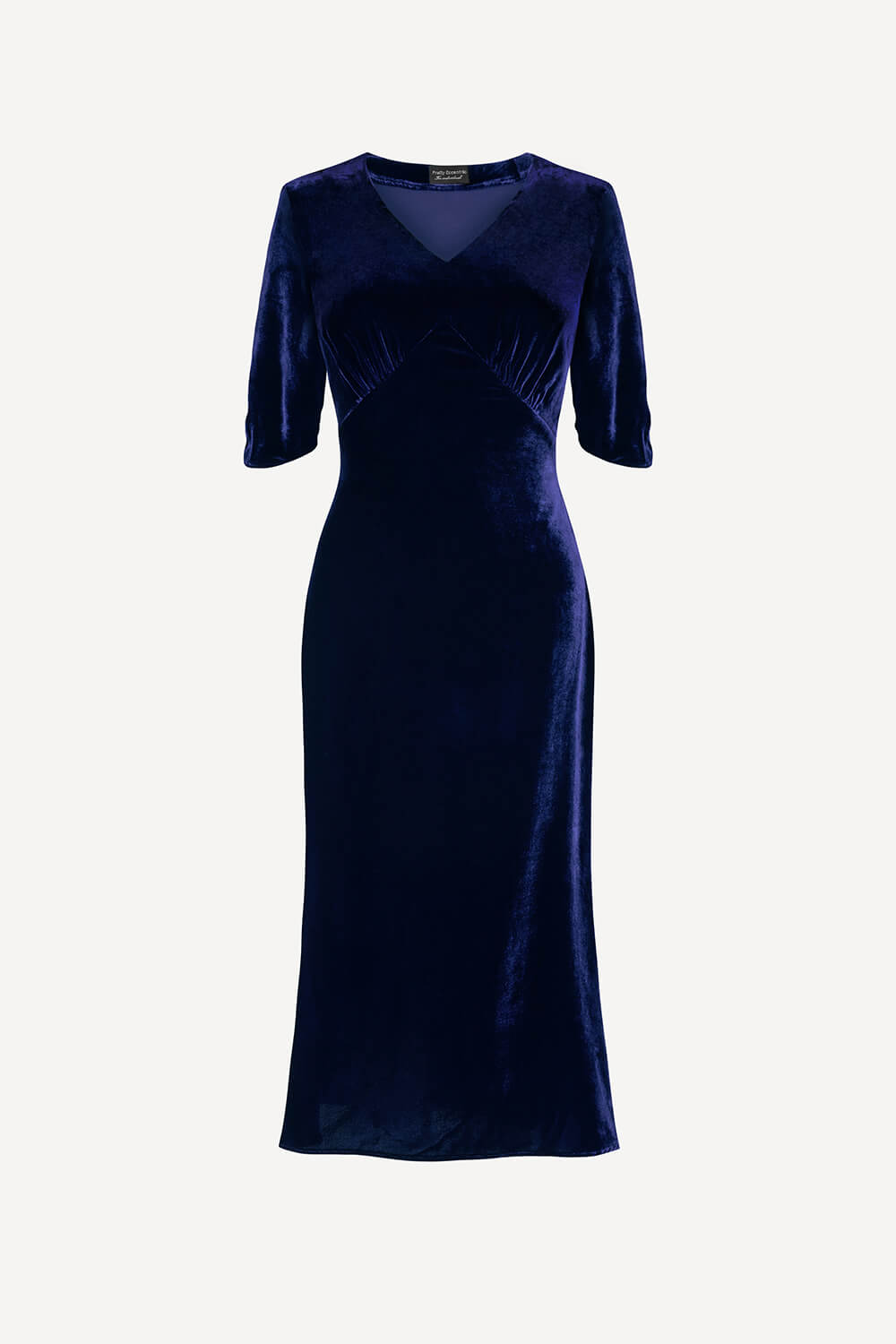 Gina petite midi dress in midnight silk velvet