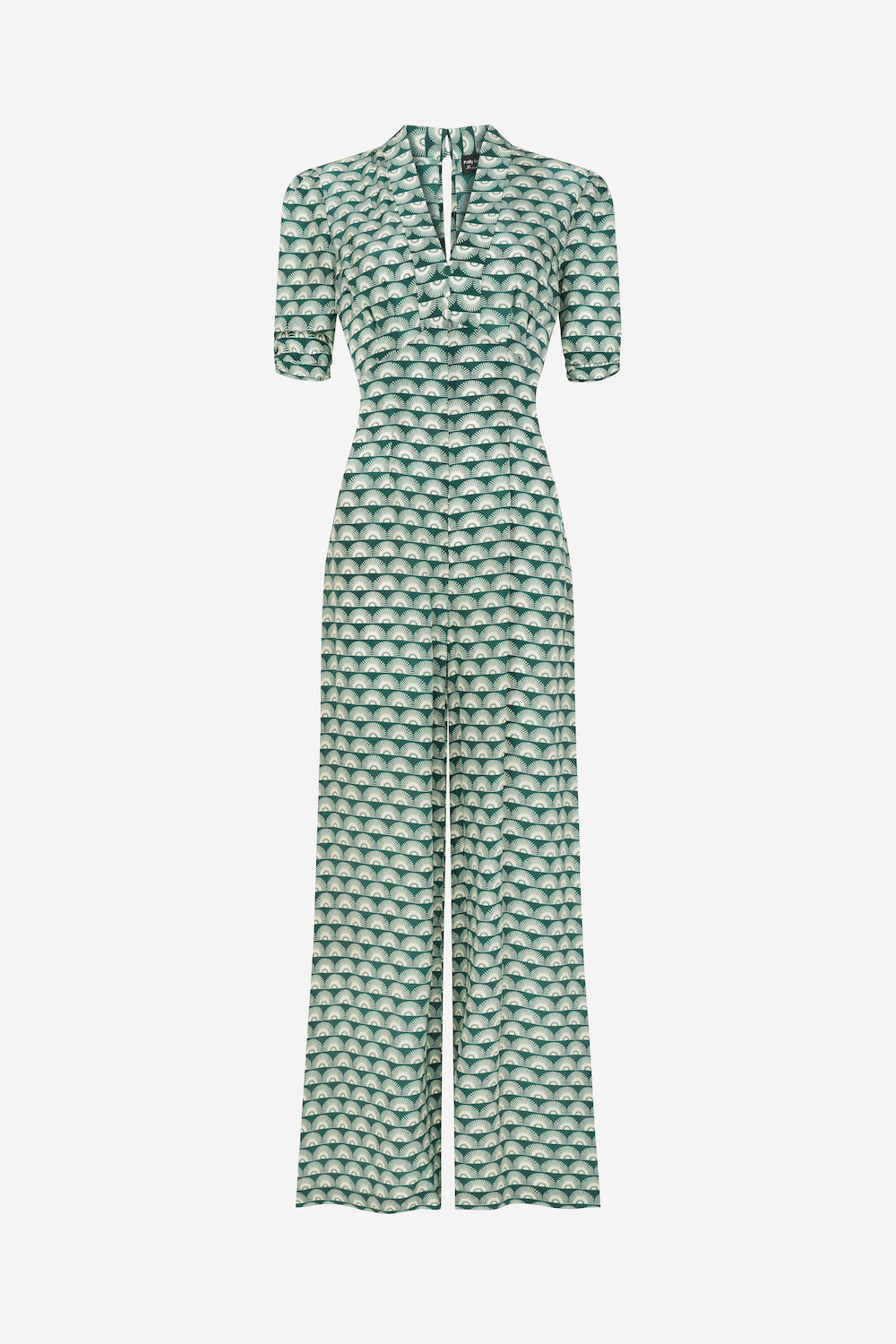 Mabel jumpsuit in green fan print