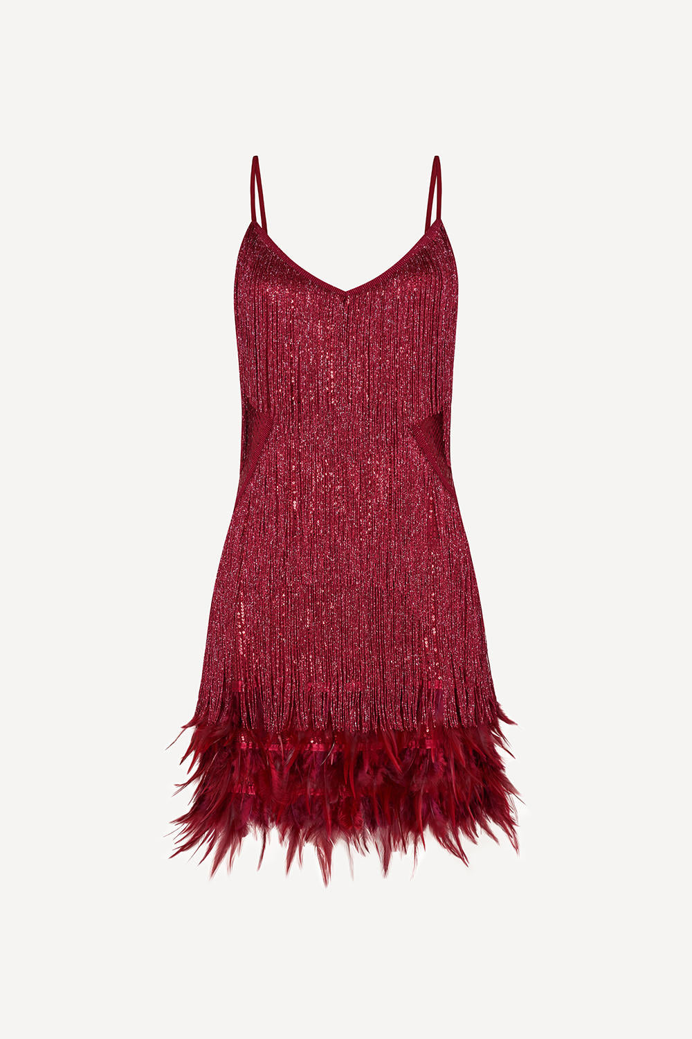 Hundred Watt tassel dress in deep red