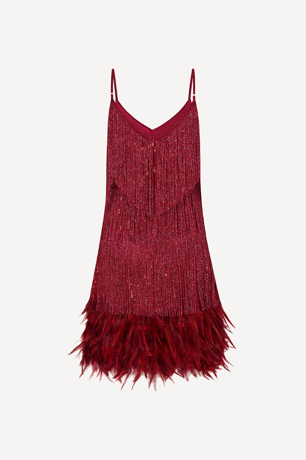 Hundred Watt tassel dress in deep red
