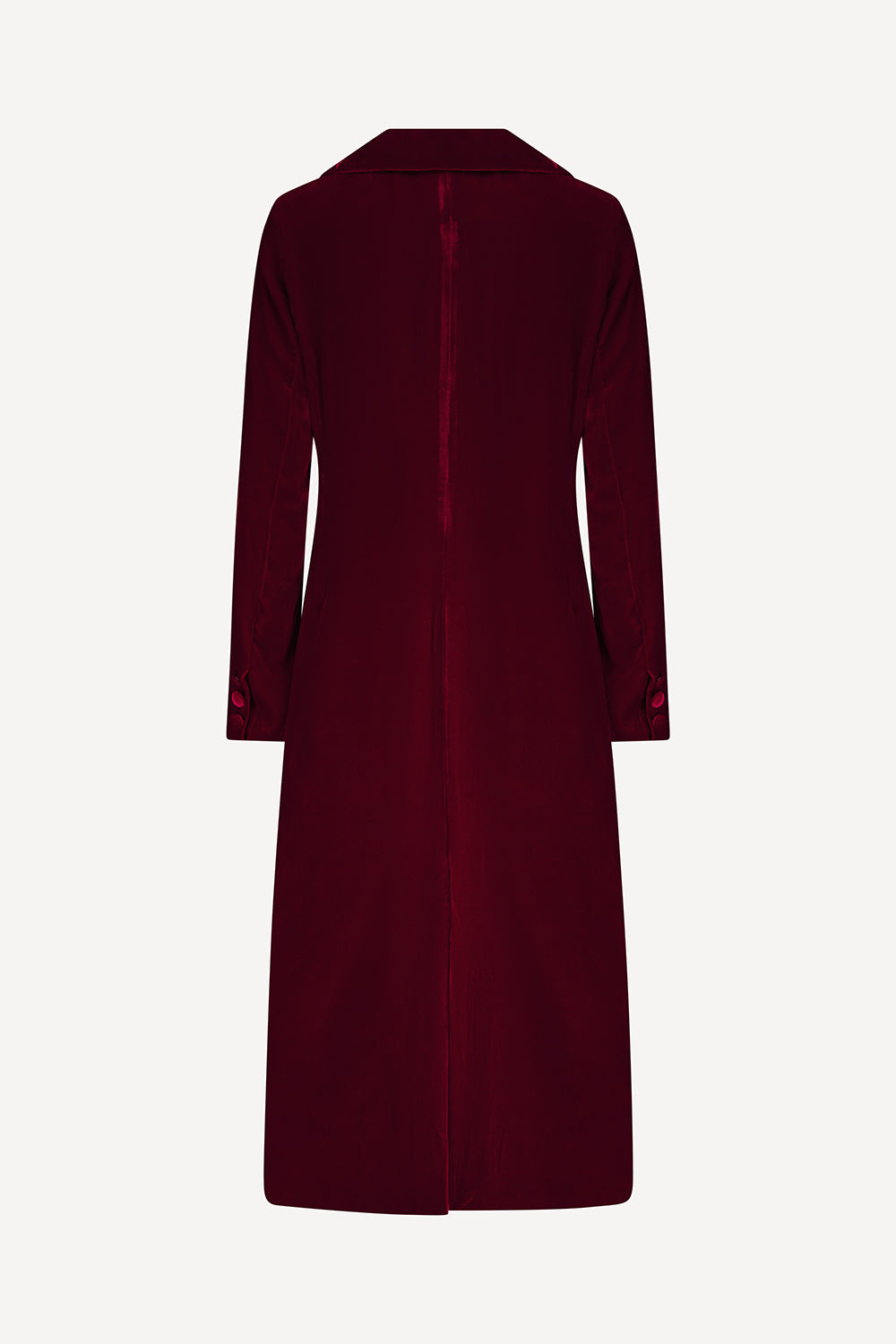 Red velvet coat for  women on a white background