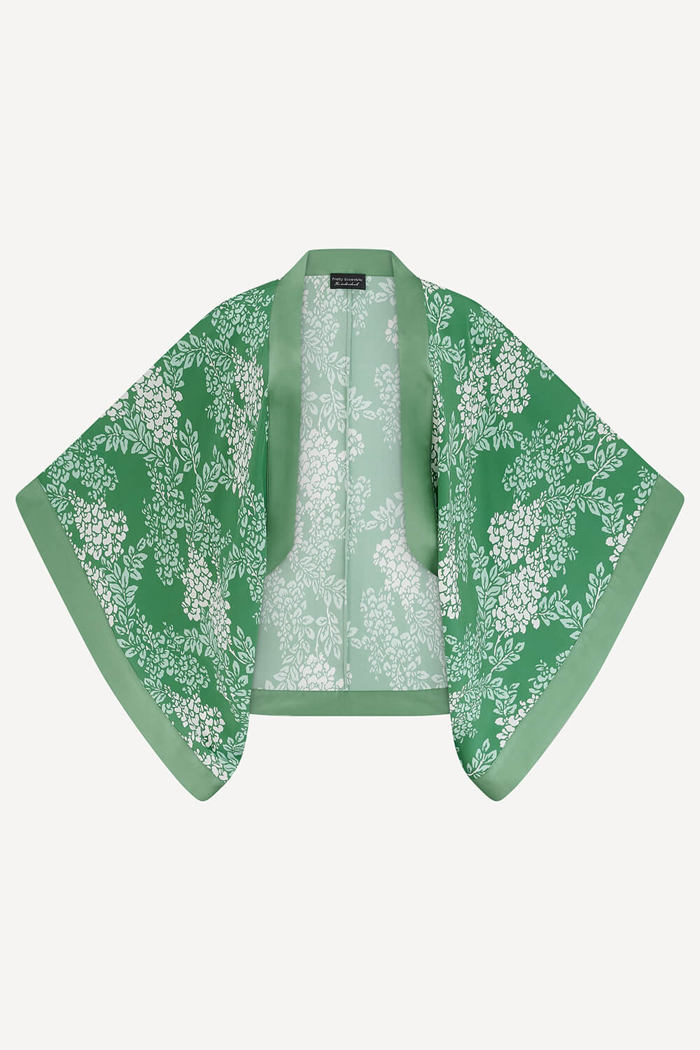 Kimono shrug in green Wisteria print