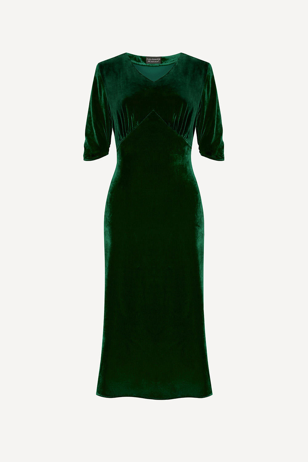 Gina petite fit midi dress in green velvet