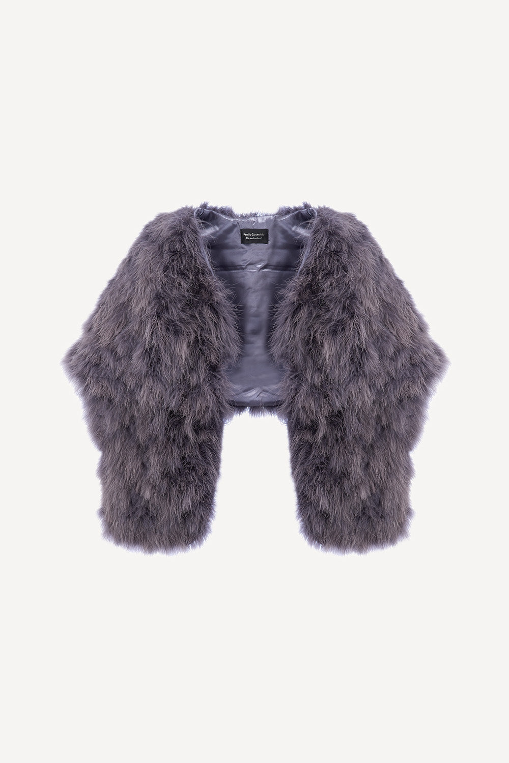 Feather stole in silver grey
